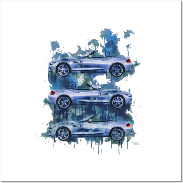 3 BMW Z4 splash blue Wall Art by AaaahEeeekStudio